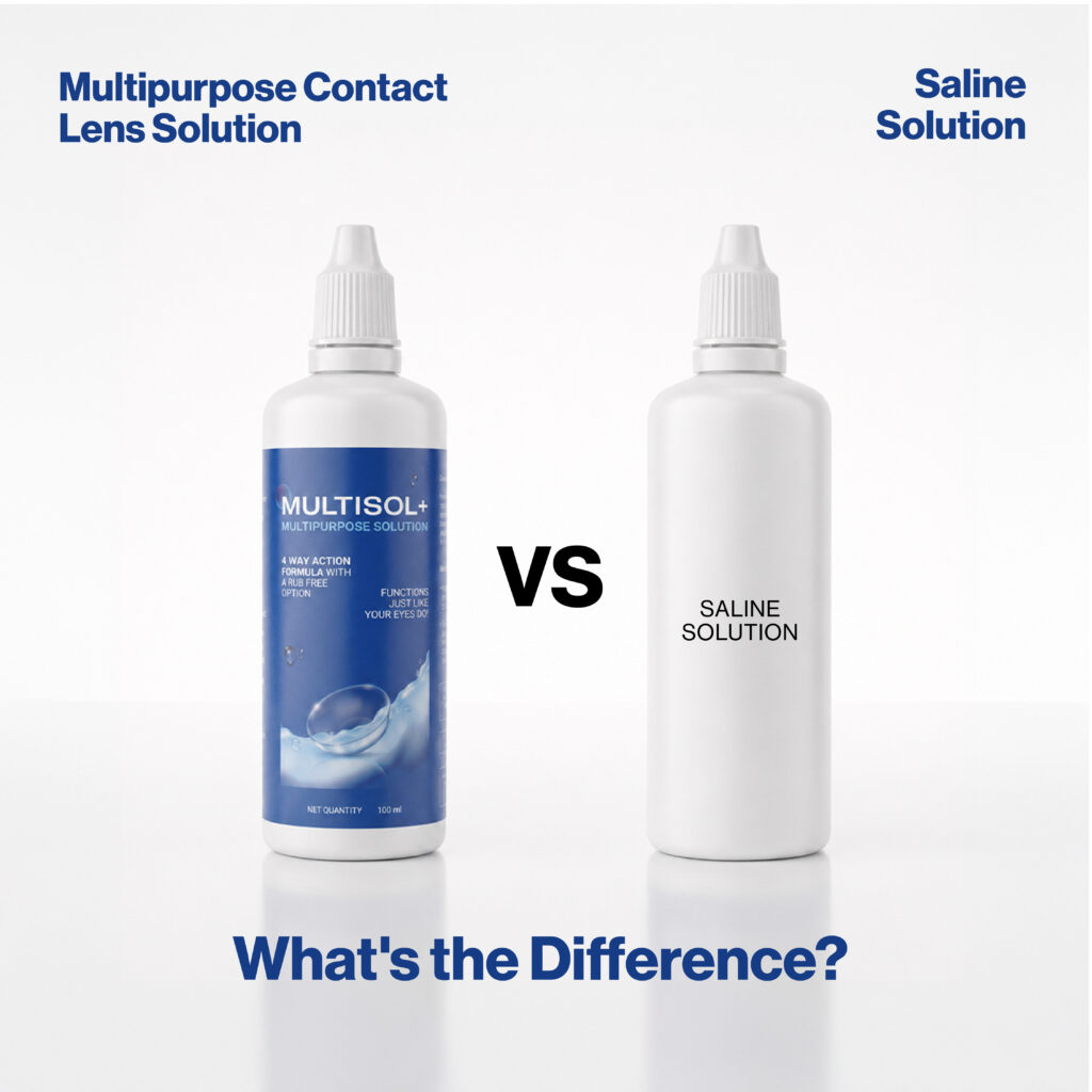 Multipurpose Contact Lens Solution vs Saline Solution: What's the Difference?