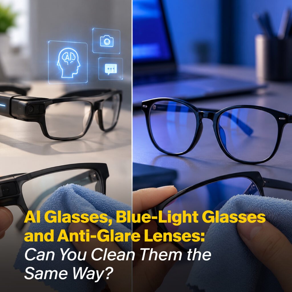 AI Glasses, Blue-Light Glasses and Anti-Glare Lenses: Can You Clean Them the Same Way?